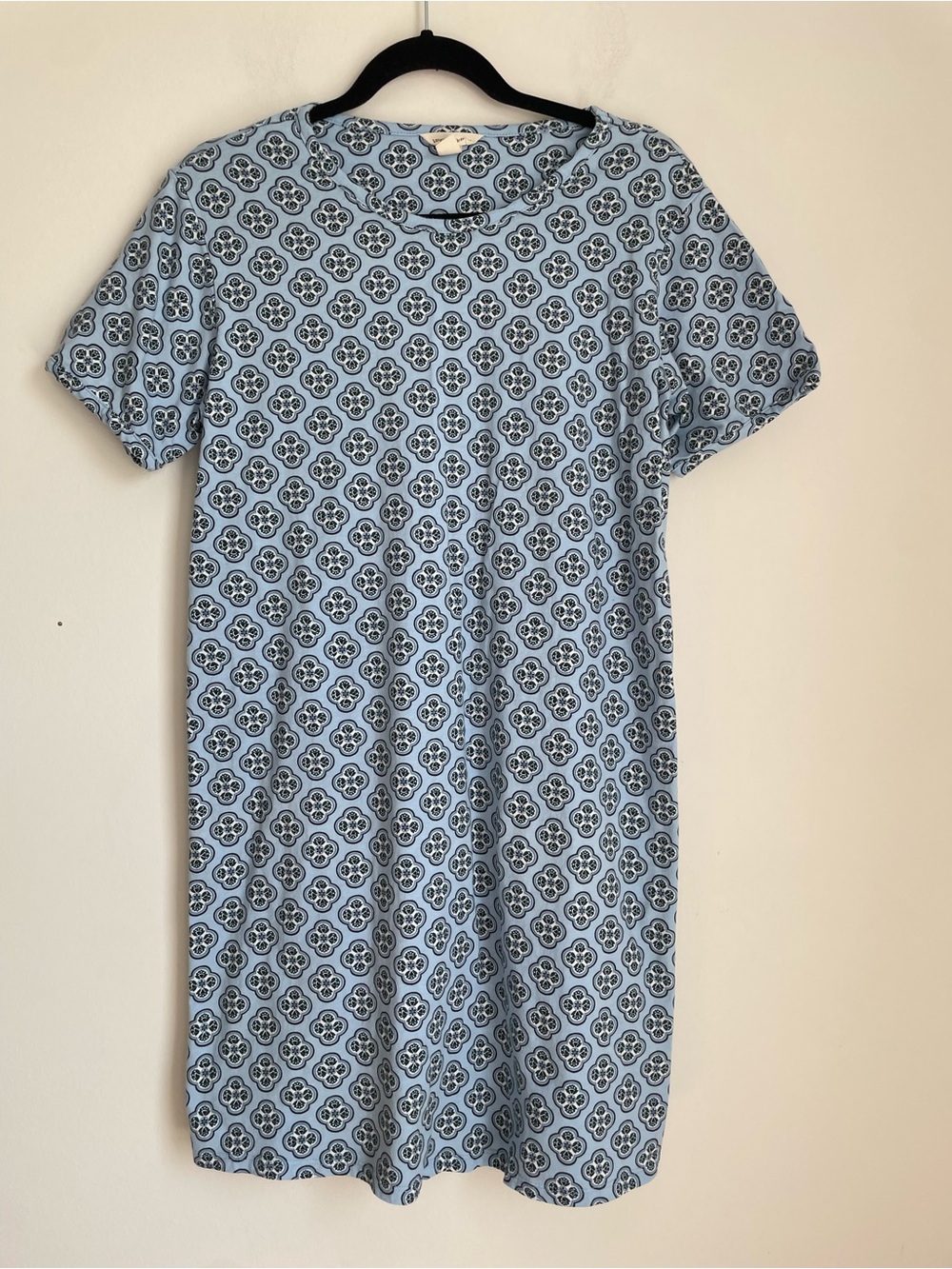 Vera Bradley 100% Cotton Short Sleeve Nightdress Blue Medallion Pattern Size L